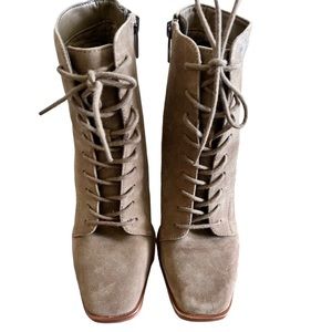 Vince Camuto leather sole, suede, lace up booties!  Never worn!  New!